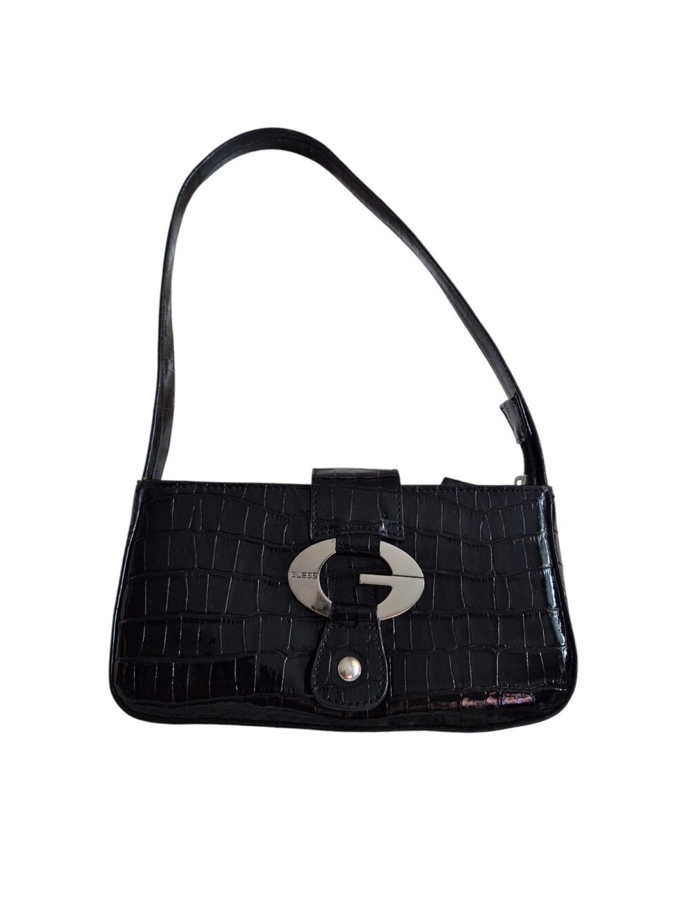 Guess Black Crocodile Embossed Small Bag